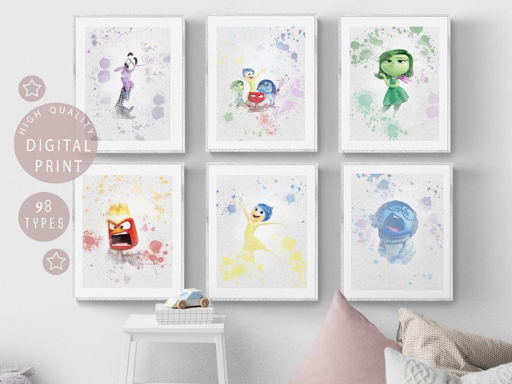 Printable Inside Out Wall Art Instant Download Joy Sadness Anger Fear Inside Out Poster Watercolor Baby Room Decor Birthday Party