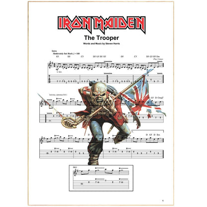 Iron Maiden - The Trooper Song Music Sheet Notes Print Everyone has a favorite Song lyric prints and with Iron Maiden now you can show the score as printed staff. The personal favorite song lyrics art shows the song chosen as the score.