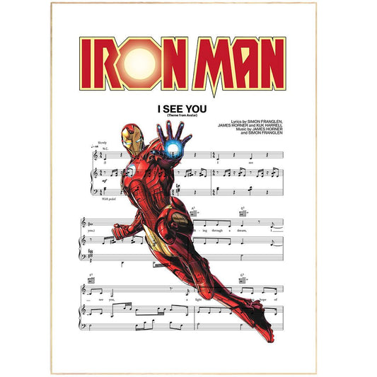 Give your walls some personality with this stylish and unique Iron man Main Theme Poster. This poster is inspired by the Iron man Main Theme song, and features beautiful lyrics from the song in elegant calligraphy. It would make the perfect addition to any music lover's home, or as a unique and special wedding gift for a bride and groom.