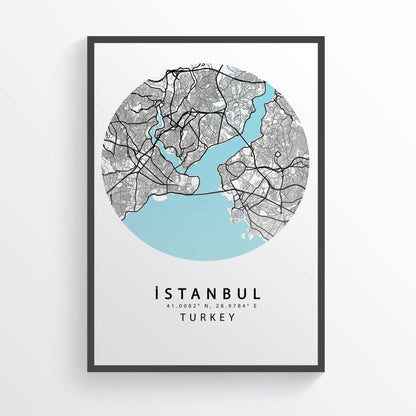 Istanbul Map Print | Turkey Street Map Road | Istanbul Poster Art | Istanbul Wall Art | Variety Sizes - 98types