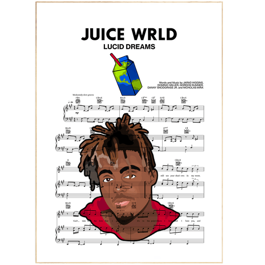 A poster that is music to the eyes Looking for a piece of art for your wall? Check out our super cool Juice Wrld - Lucid Dreams Poster. Not only is it stylish, but it also comes with the lyrics to your favorite first dance wedding song. Perfect for any music lover, this print is a must-have for any wall. So why not hang it in your bedroom or living room and enjoy the music all day long.