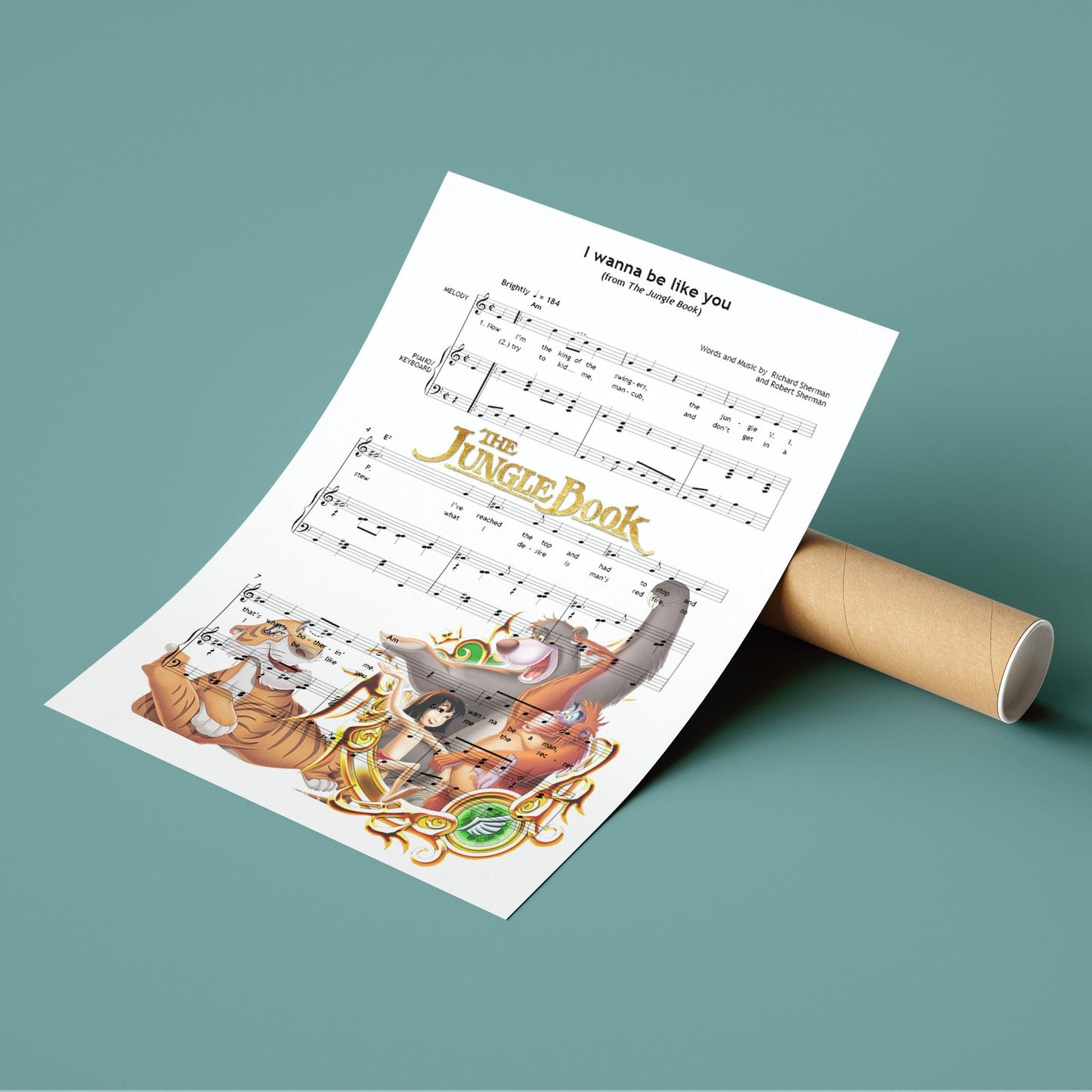 The Jungle Book - I Wanna Be Like You Poster | Song Music Sheet Notes Print 