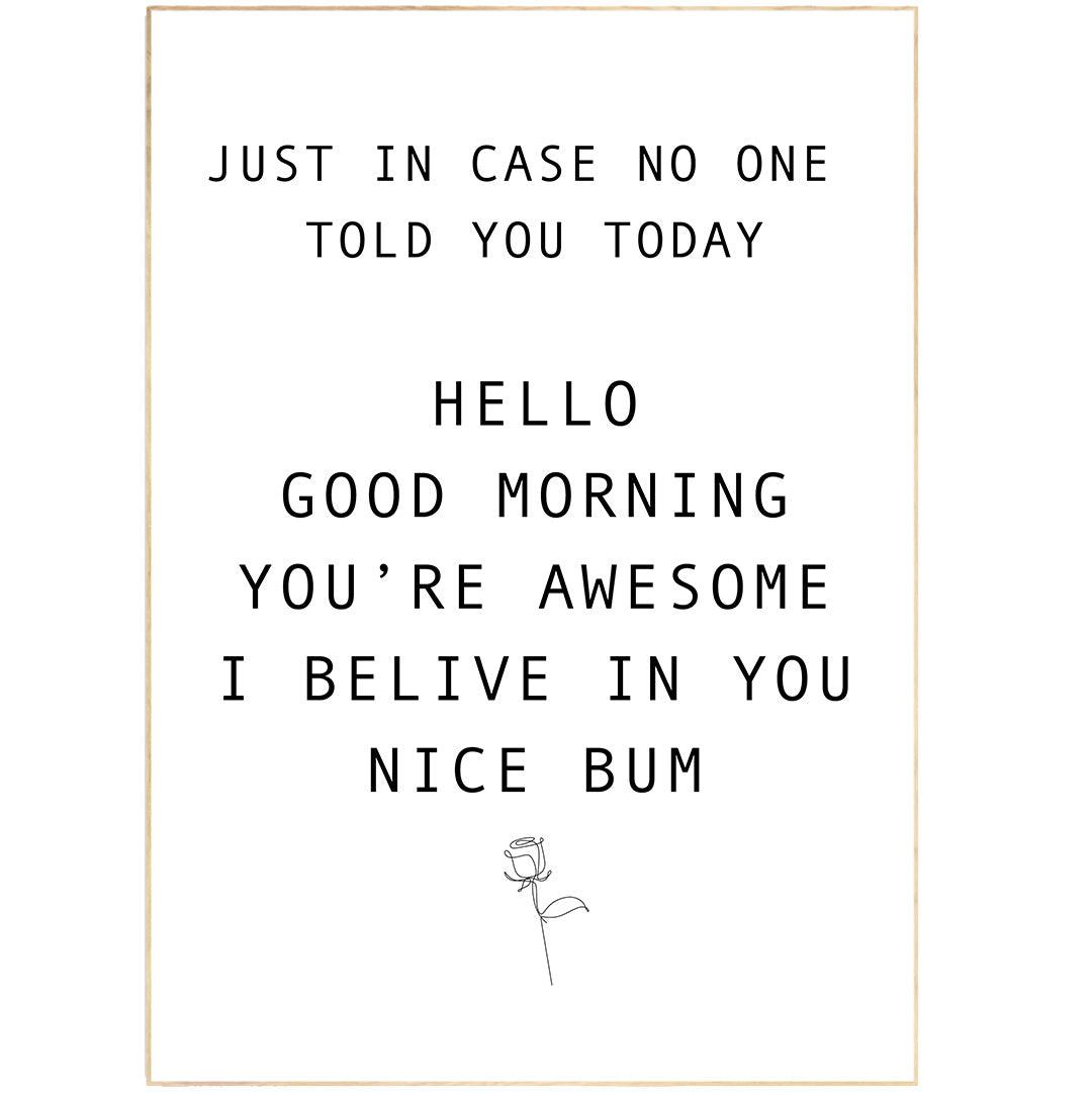 Just in case, Good Morning You're Awesome Print