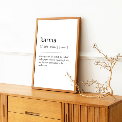 Karma Print Definition Poster Wall Art Minimalist Bathroom Toilet Print
