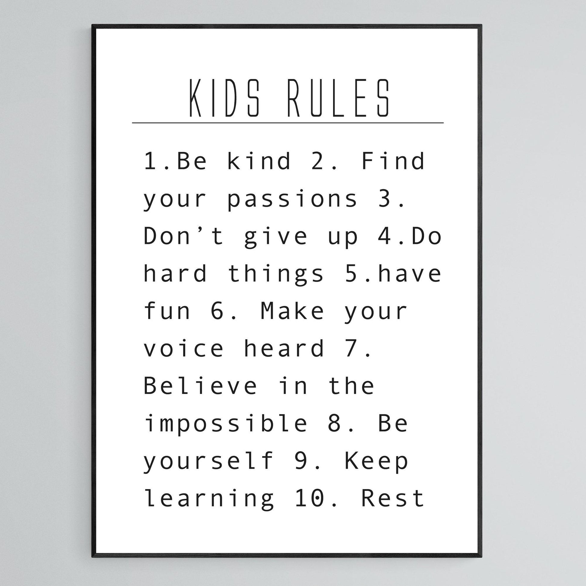 Kids Rules House Print - 98types