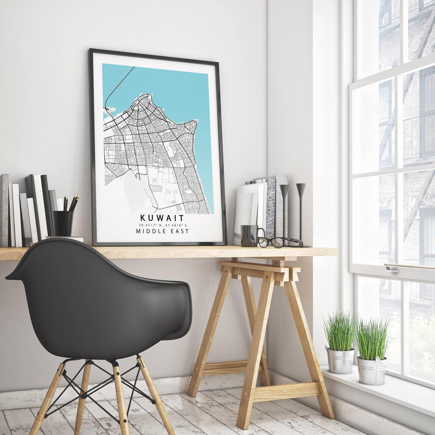 Kuwait Map Print | Middle East Map Art Poster | Kuwait City Street | Middle East Road Map Print | Variety Sizes