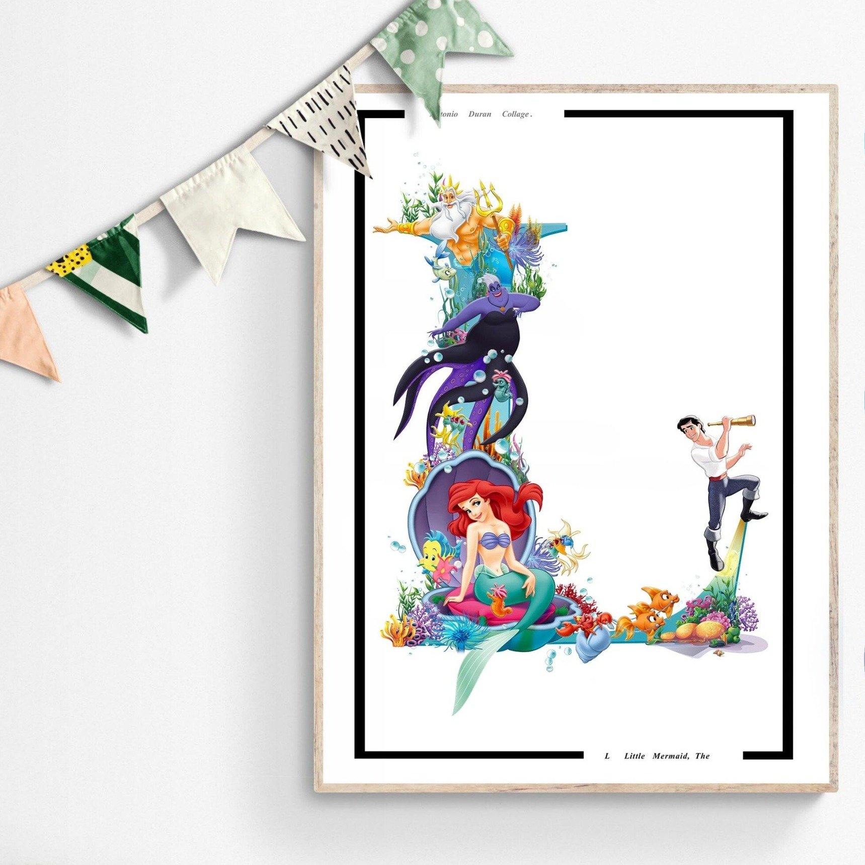 This Little Mermaid Movie Poster features iconic characters from Disney's most beloved animated movie. It is professionally printed on high-quality fine art paper and makes a great addition to any Disney World fan's bedroom or living room wall. Refresh your room's décor with these colorful prints.98types