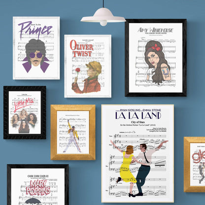 La La Land • City of Stars Song Lyric Print | Song Music Sheet Notes Print  Everyone has a favorite song and now you can show the score as printed staff. The personal favorite song sheet print shows the song chosen as the score. 