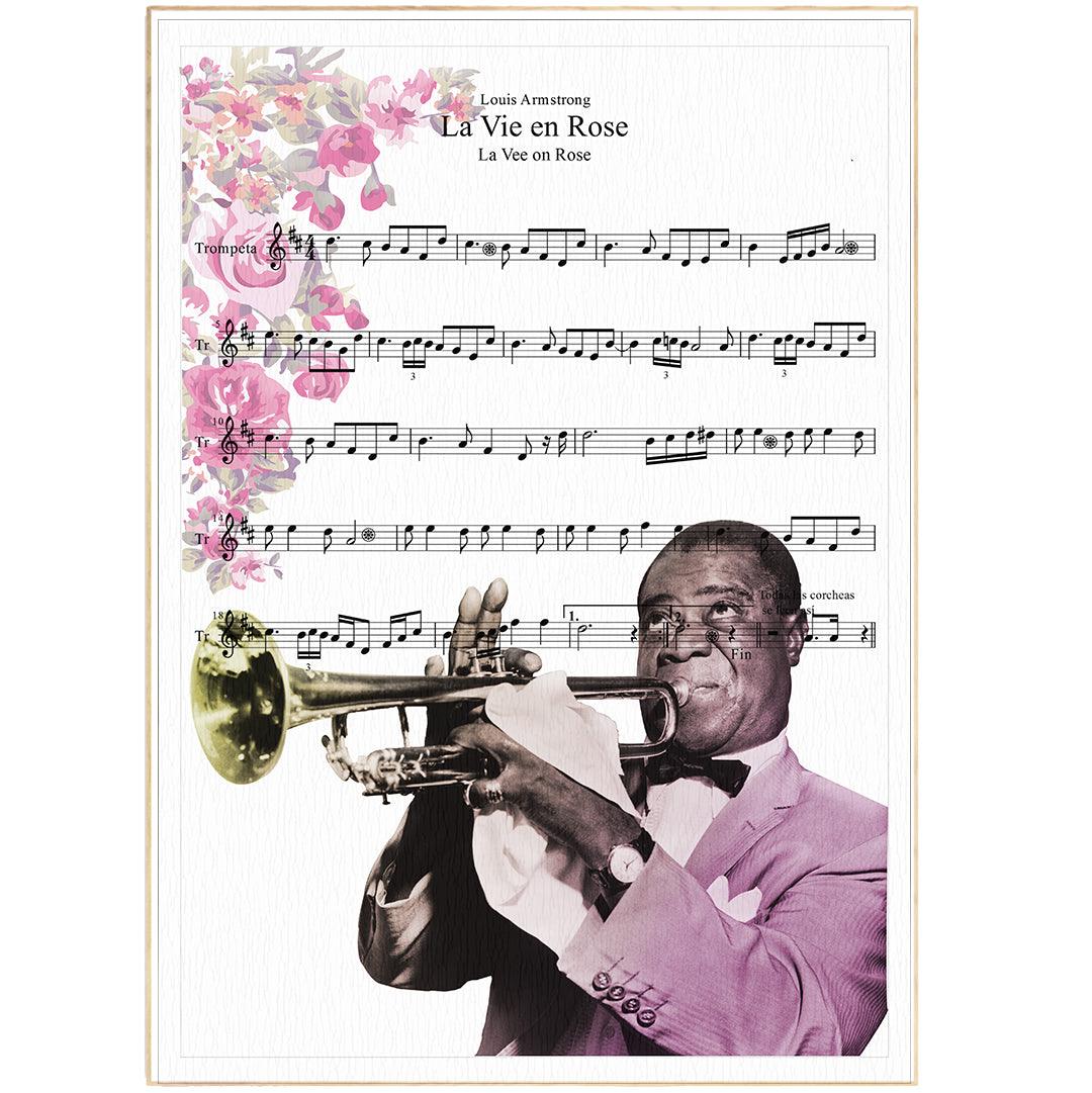  La vie en rose - Louis Armstrong Print | Sheet Music Wall Art | Song Music Sheet Notes Print