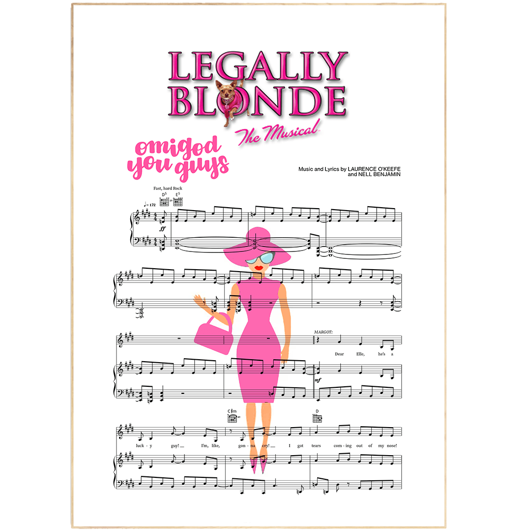 This Legally Blonde - OMIGOD YOU GUYS Poster is perfect for any fan of the musical! This vibrant and colorful poster features the show's logo and some of the most popular lyrics from the show. It's a must-have for any Legally Blonde fan!