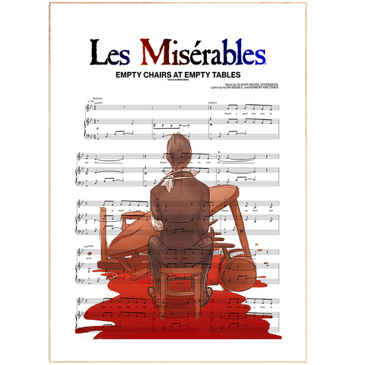 98types Music is proud to present this Les miserables - EMPTY CHAIRS AT EMPTY TABLES Poster. With an impressive music design, this wall art print decor is perfect to decorate your kitchen or dining room. The high-quality poster printing and simple design make it ideal to use as a gift for your loved ones. Plus, with free fast dellivery, you'll receive your new wall art print in no time.