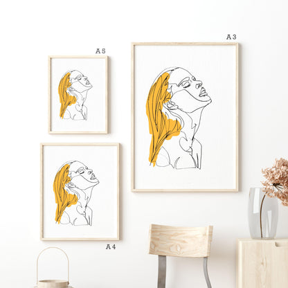 After the shower Line Art Print | Contemporary Minimal Wall Decor | Scandi Design Style