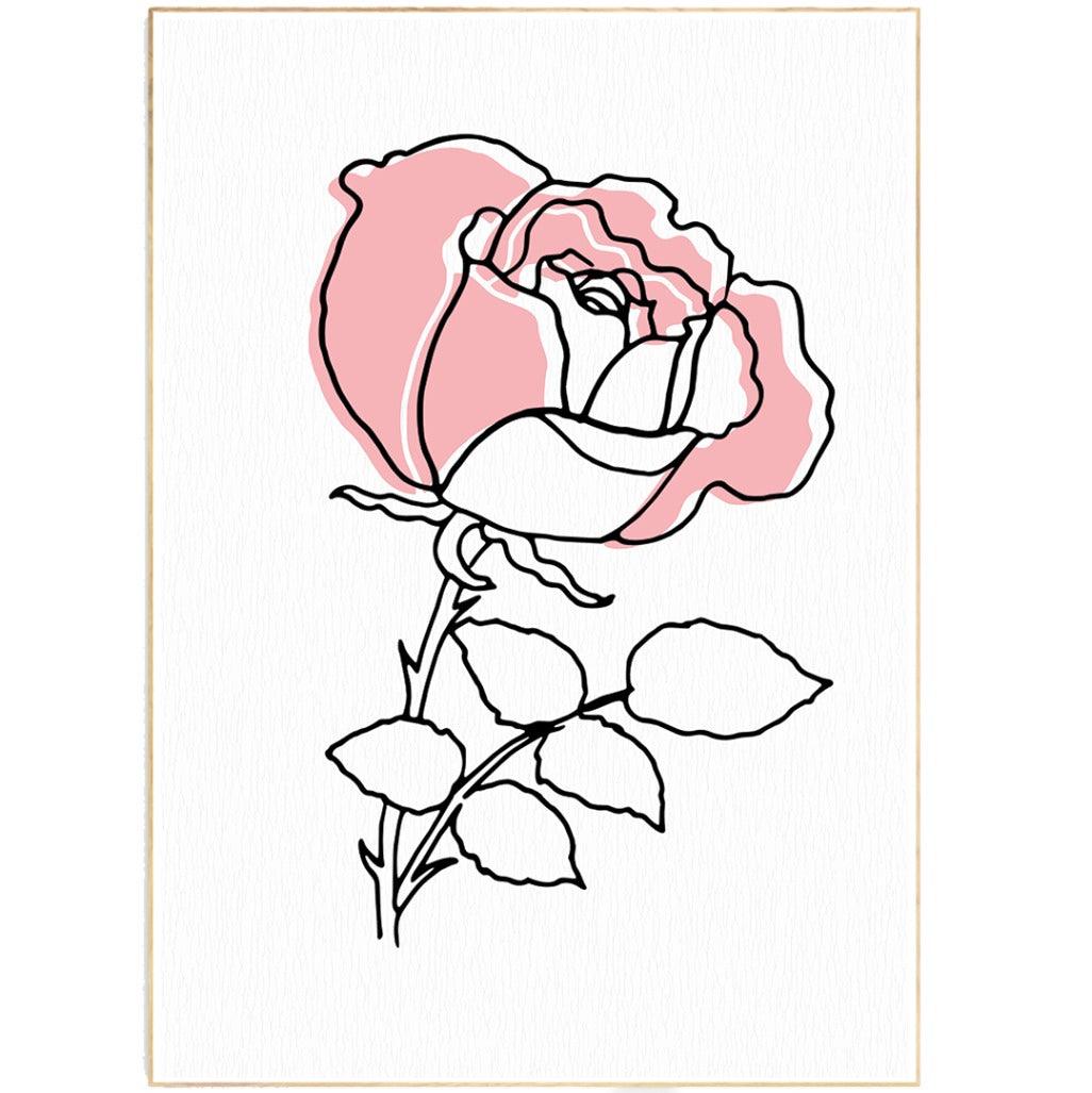 Pink flower Line Art Print