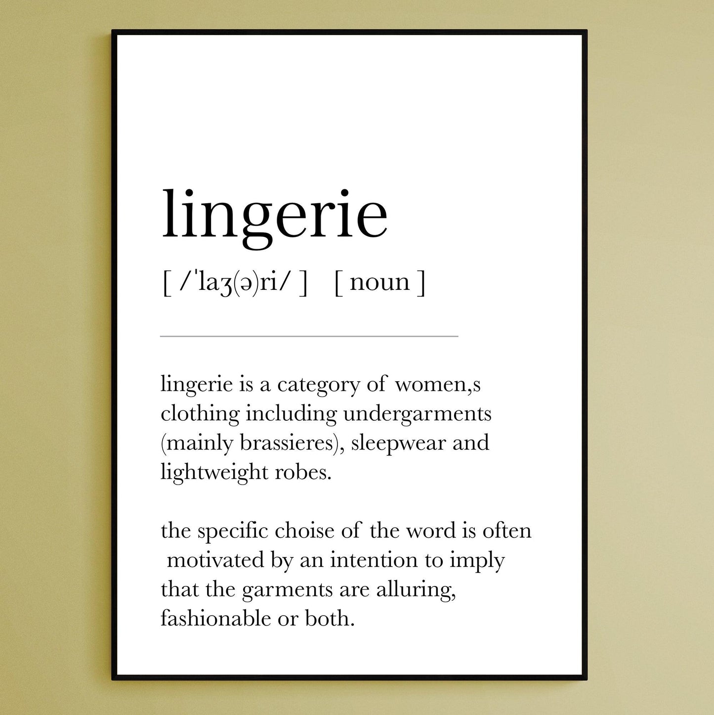 Lingerie Definition Print - 98types