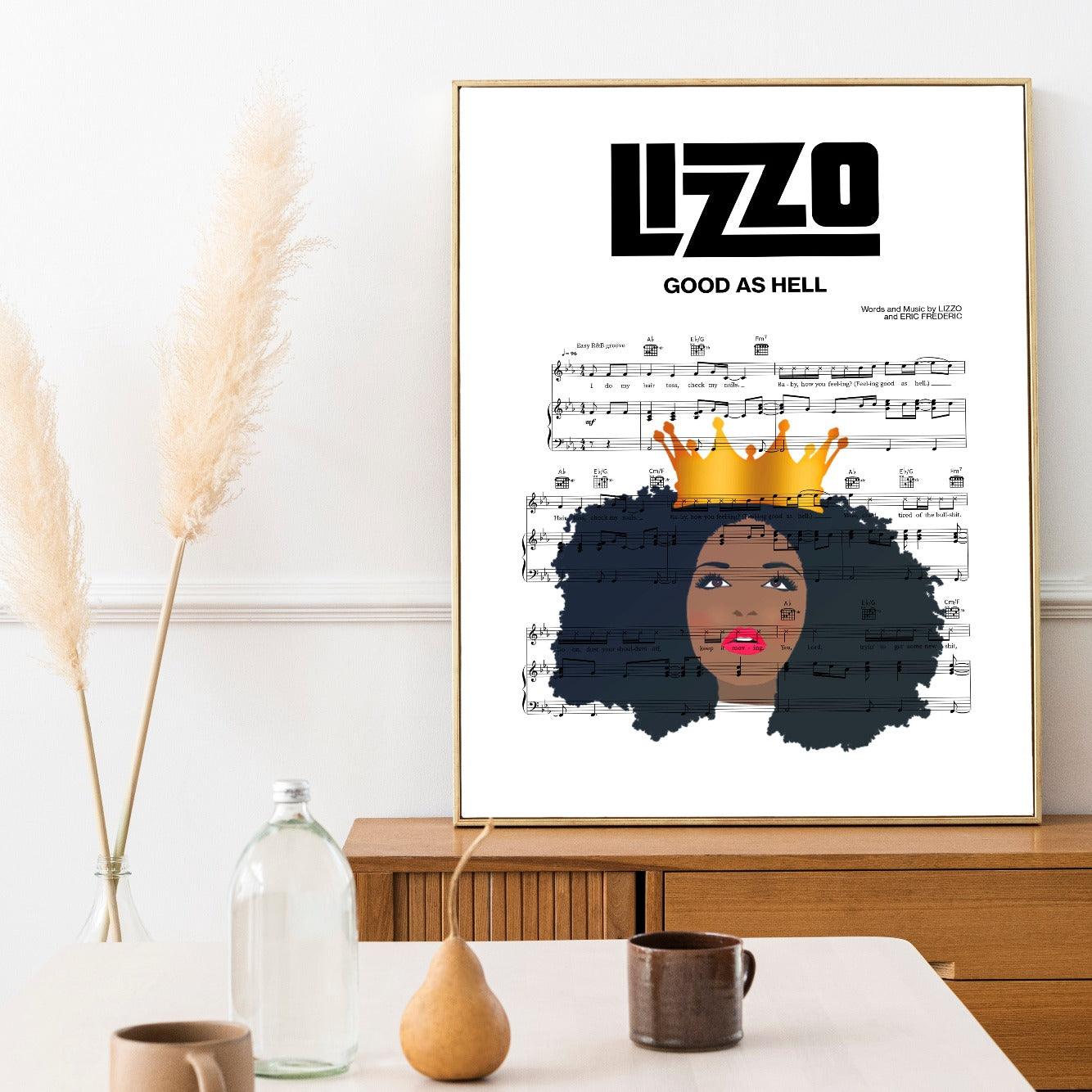 Add a touch of personality to your home decor with this Lizzo - GOOD AS HELL Poster by 98Types Music. Featuring stunning art and timeless lyrics, this poster ends up making for a great first dance wedding song! Printed on high-quality paper, its simple design makes it the perfect addition to any kitchen or living room space. Whether you're buying it for yourself or as a gift, this poster is sure to be cherished by all. With such great quality and design, you can't go wrong with it!