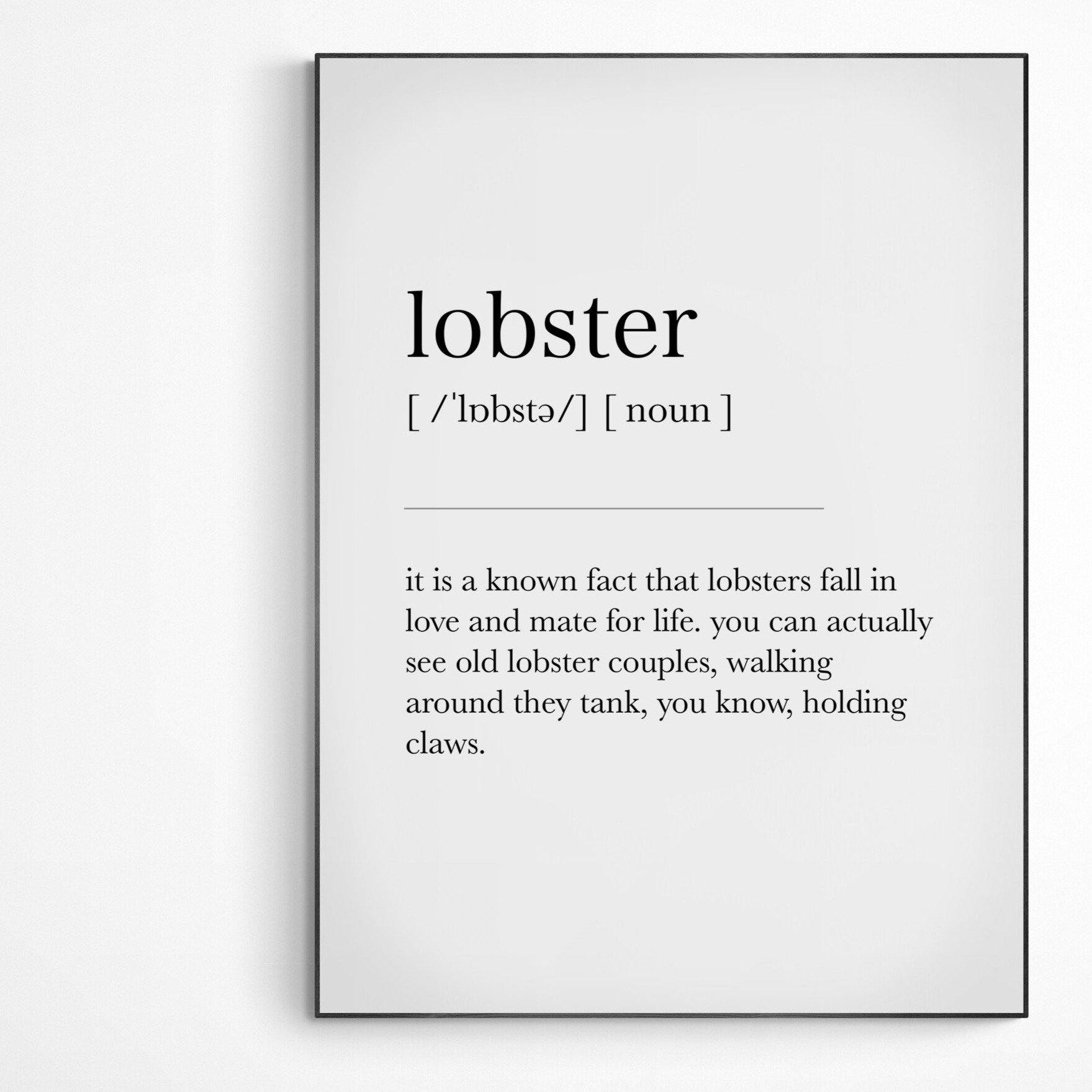 Lobster Definition Print | Dictionary Art Poster | Wall Home Decor Print | Funny Gifts Quote | Greeting Card | Variety Sizes - 98types