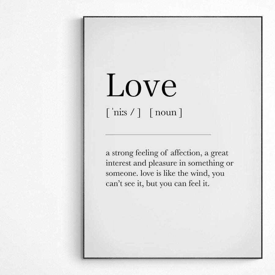 Love Definition Print | Dictionary Art Poster | Wall Home Decor Print | Funny Gifts Quote | Greeting Card | Variety Sizes - 98types