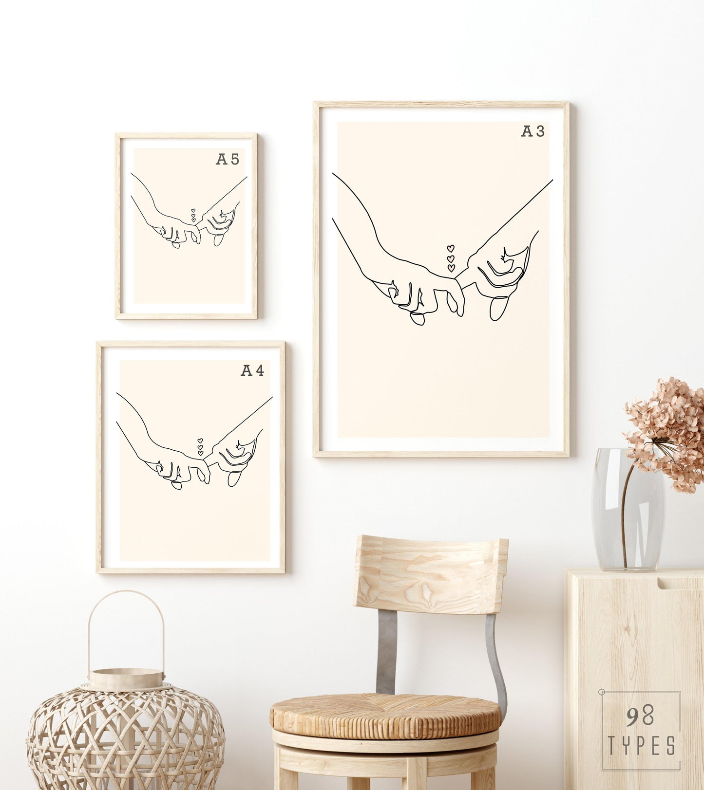 You and Me Alone Line Art Print | Contemporary Minimal Wall Decor | Scandi Design Style - 98types