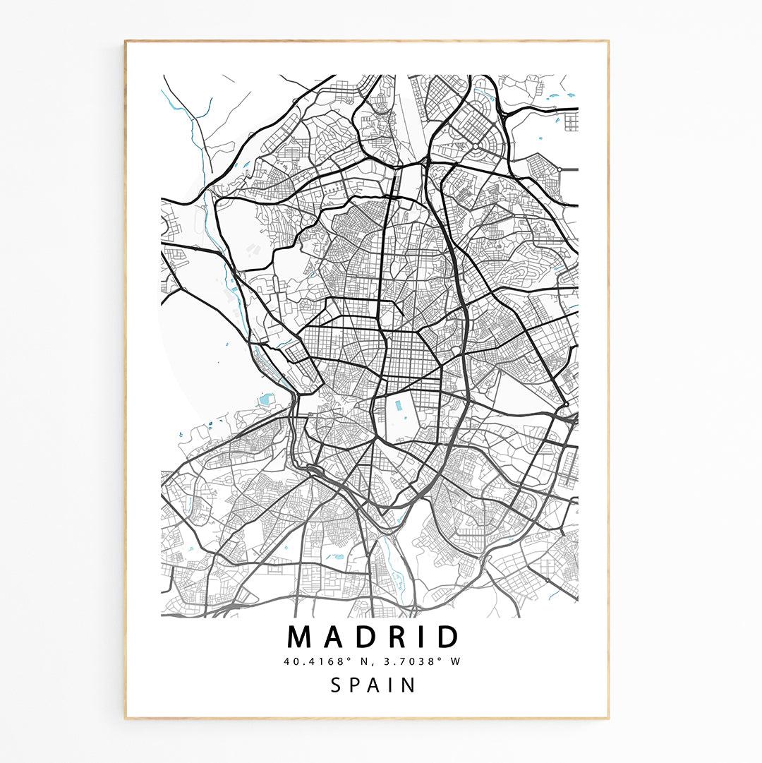 WE LOVE MAPS! This Beautiful Modern Madrid Streetmap Print is a great way to add a striking Design to your Home. It would also make a Fantastic Gift for a Friend or Family Member.
