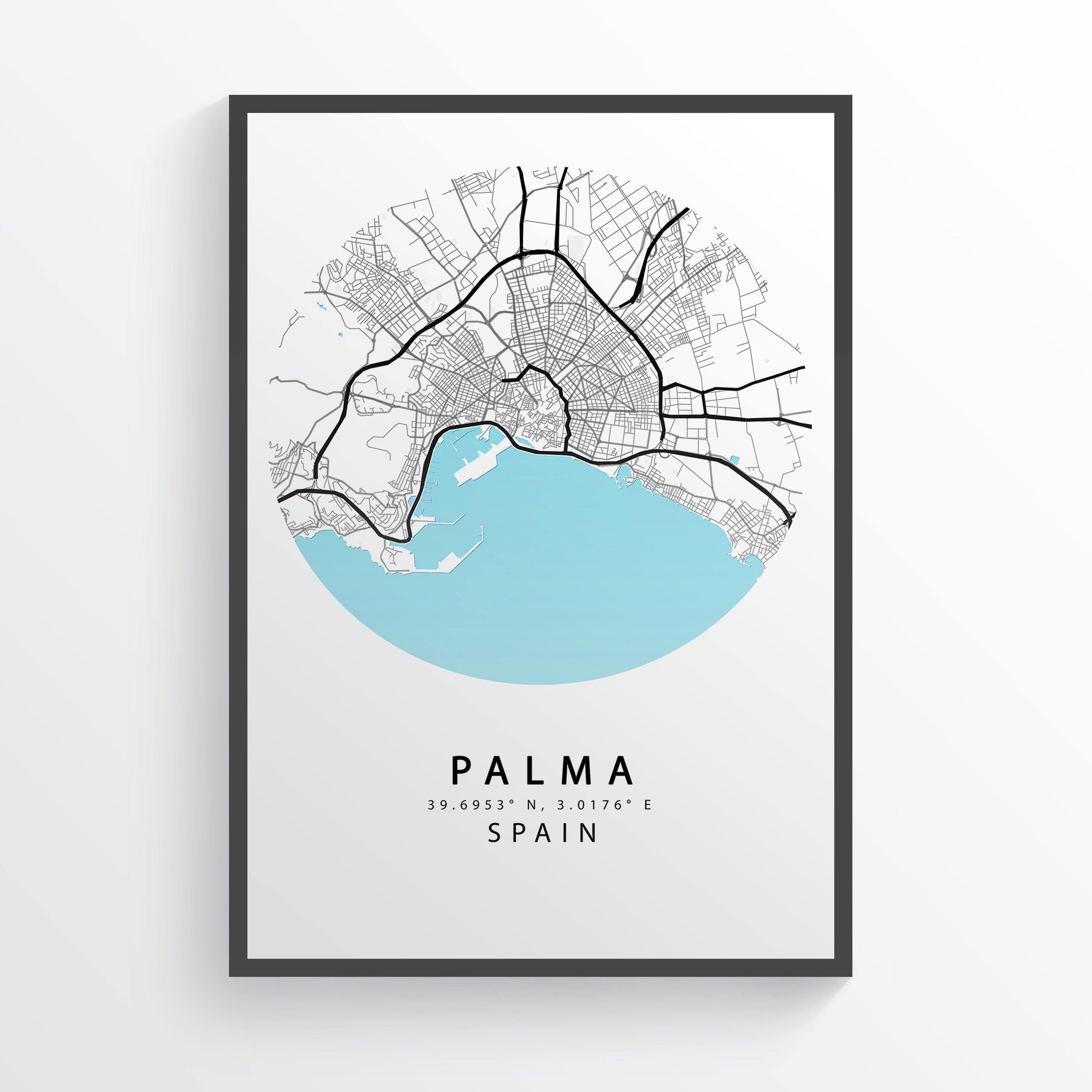 PALMA DE MALLORCA Map Print | Majorca Street Map Road | Europe Poster Art | Spain Wall Art | Variety Sizes - 98types