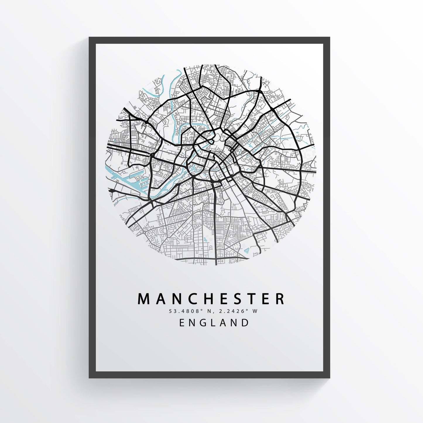 MANCHESTER City Map Print | Manchester Street Road | England Poster Art | Manchester Wall Art | Variety Sizes - 98types