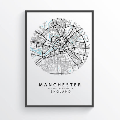 MANCHESTER City Map Print | Manchester Street Road | England Poster Art | Manchester Wall Art | Variety Sizes - 98types