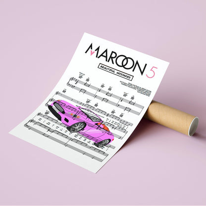 Maroon 5 - Beautiful Mistakes Print | Song Music Sheet Notes Print Everyone has a favorite song especially Maroon 5 Poster, and now you can show the score as printed staff. The personal favorite song sheet print shows the song chosen as the score. 
