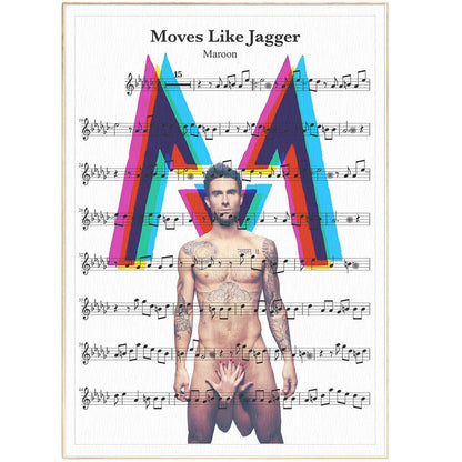 Maroon 5 - Moves Like Jagger Theme Song Print | Sheet Music Wall Art | Song Music Sheet Notes Print