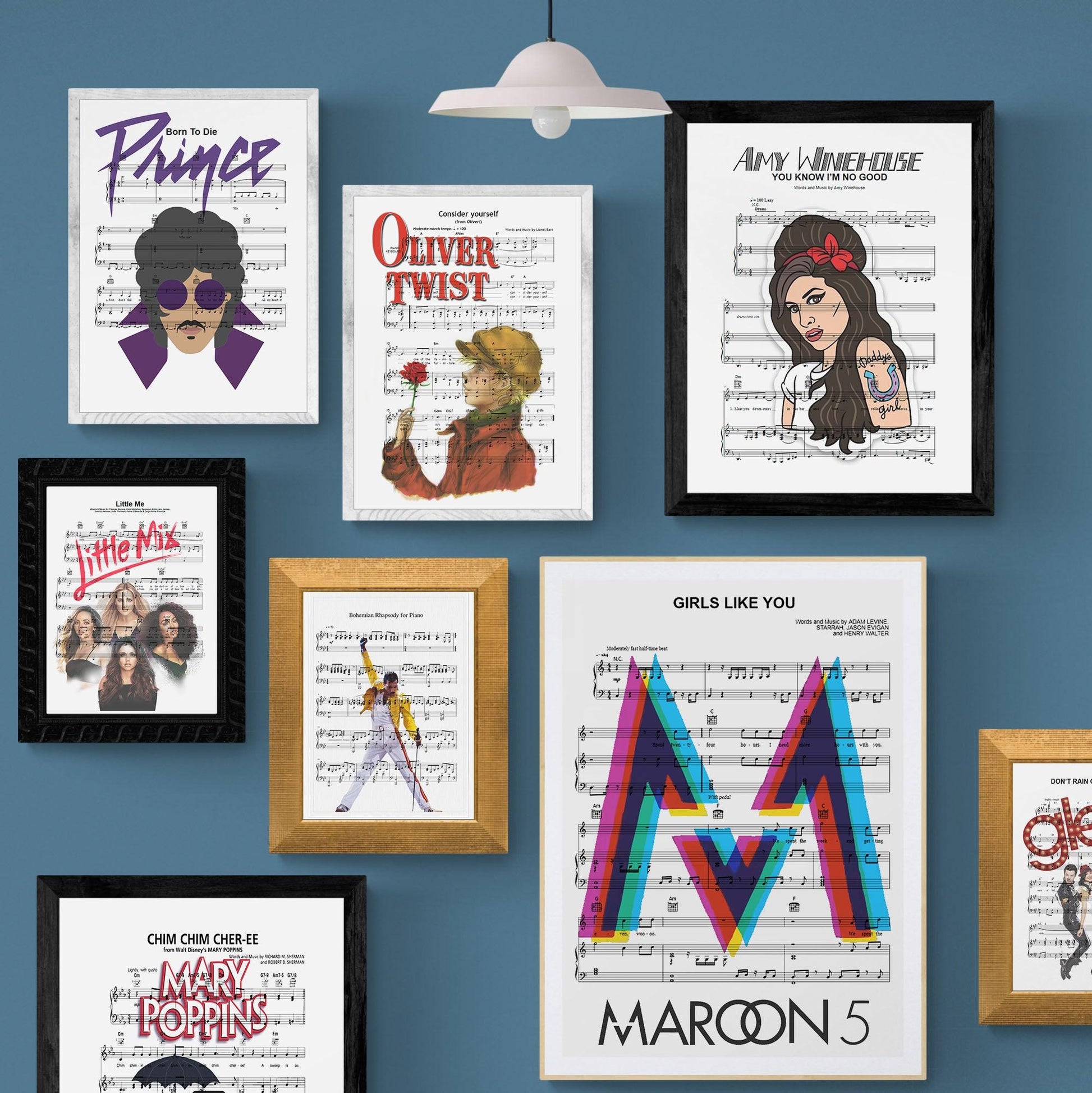 Maroon 5 - Girls Like You Poster | Song Music Sheet Notes Print 