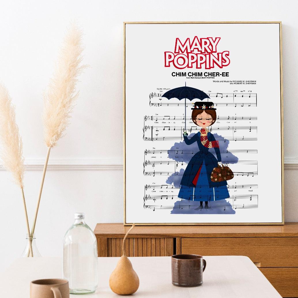 A lovely typography print featuring the lyrics of "Chim Chimney", a popular song from the wonderful Mary Poppins movie!