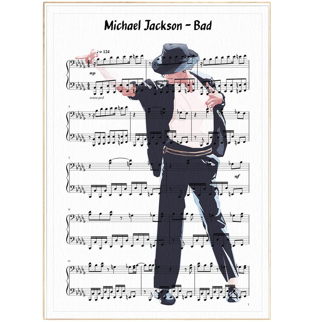 Michael Jackson - Bad Print | Sheet Music Wall Art | Song Music Sheet Notes Print
