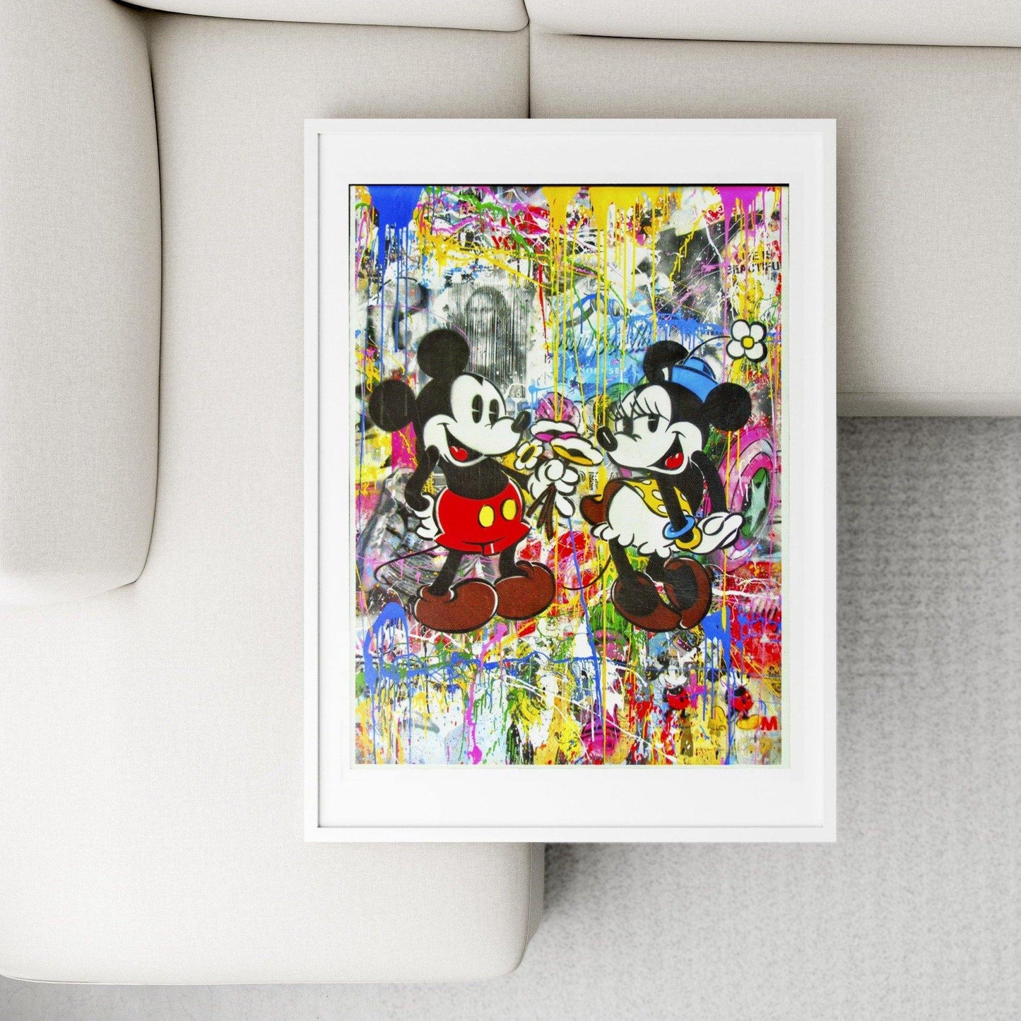 Add some street art to your space with this Mr. Brainwash Love Mickey Mouse Print. This print is perfect for anyone who loves Mickey Mouse or street art. With its bright colors and bold design, this print is sure to make a statement in any room. - 98types