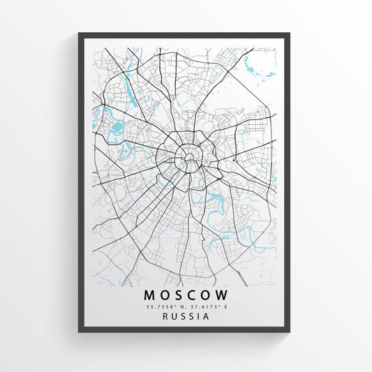 MOSCOW Russia Map Print | Map Art Poster | Mосква Moskvá Russian | City Street Road Map Print