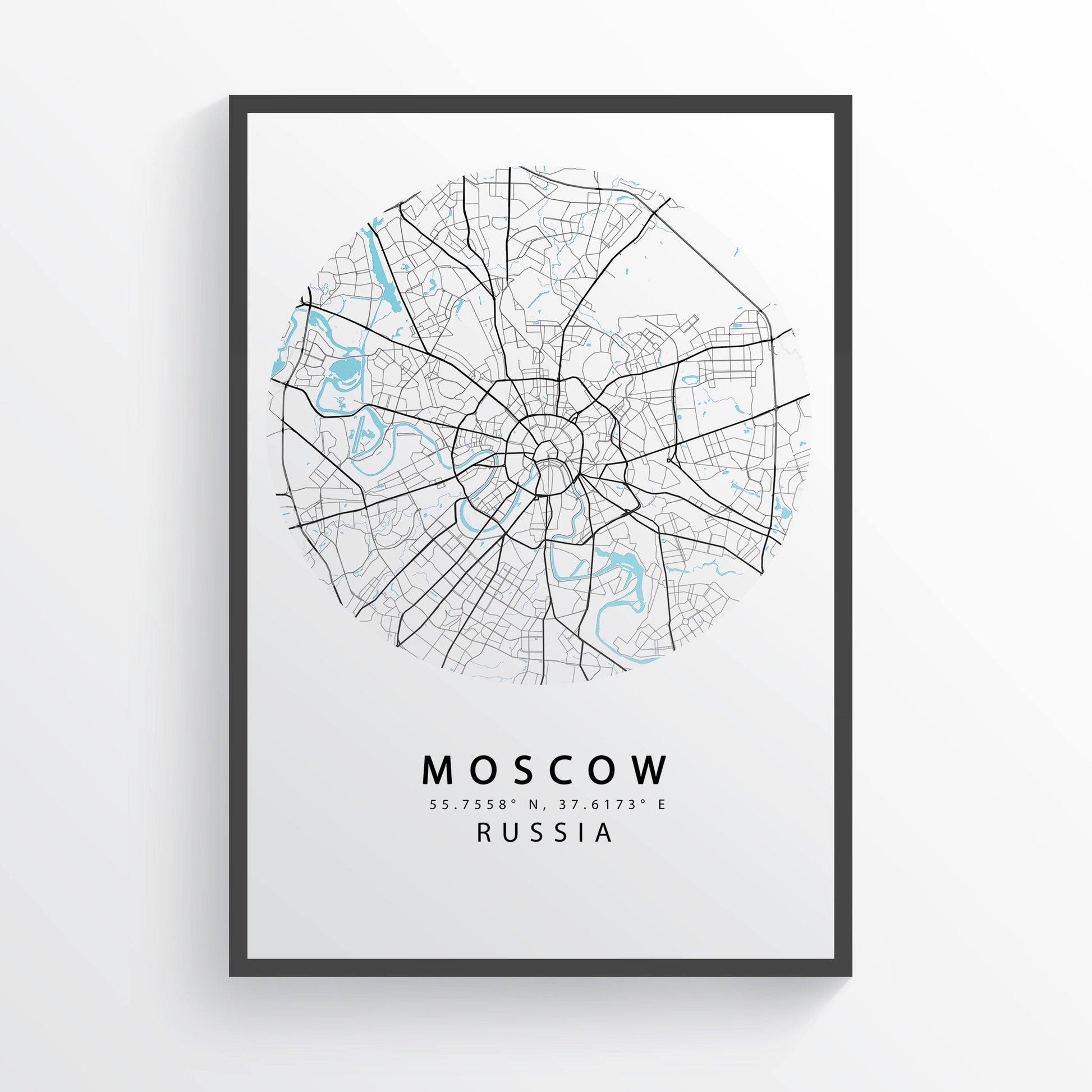 MOSCOW Russia Map Print | Map Art Poster | Mосква Moskvá Russian | City Street Road Map Print