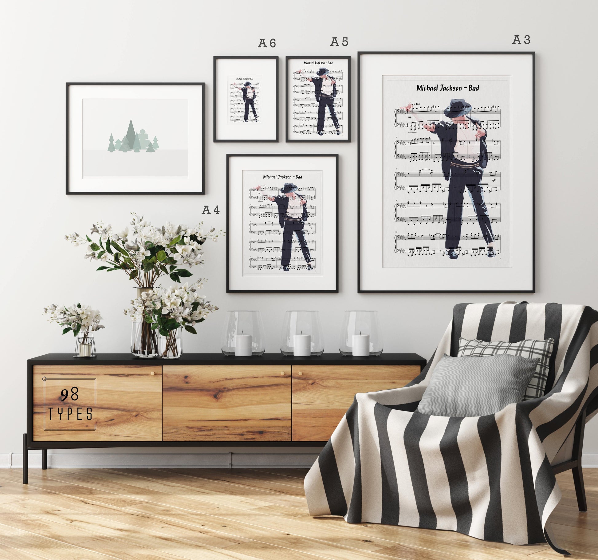 Michael Jackson - Bad Print | Sheet Music Wall Art | Song Music Sheet Notes Print