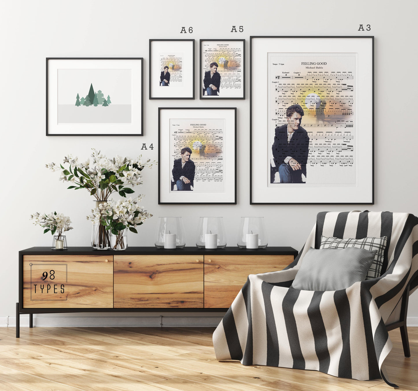 Michael Buble - Feeling Good Song Print | Sheet Music Wall Art | Song Music Sheet Notes Print