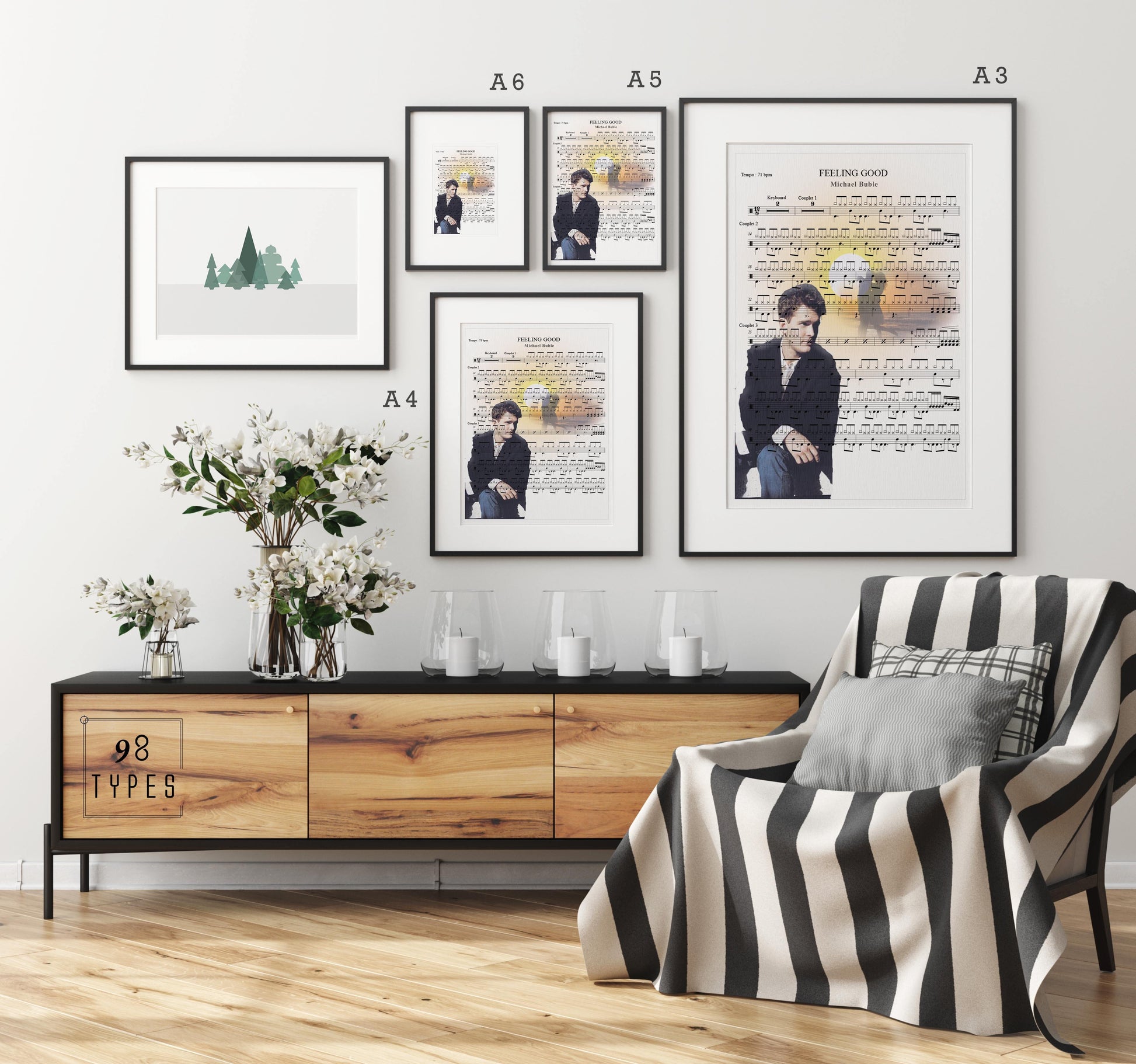 Michael Buble - Feeling Good Song Print | Sheet Music Wall Art | Song Music Sheet Notes Print