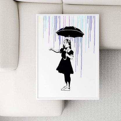 Who says art can't be functional? This Girl With Umbrella Banksy Street Art is the perfect way to add a little personality to your home. Made from high-quality vinyl, this street art is durable and waterproof. With a self-adhesive backing, it's easy to apply to any surface. Simply peel and stick. And when you're ready for a change, it removes cleanly without leaving any residue. - 98types