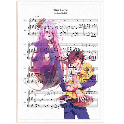 No Game no life This Game Print | Sheet Music Wall Art | Song Music Sheet Notes Print