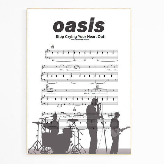 Oasis • Stop Crying Your Heart Out Song Lyric Print | Song Music Sheet Notes Print 