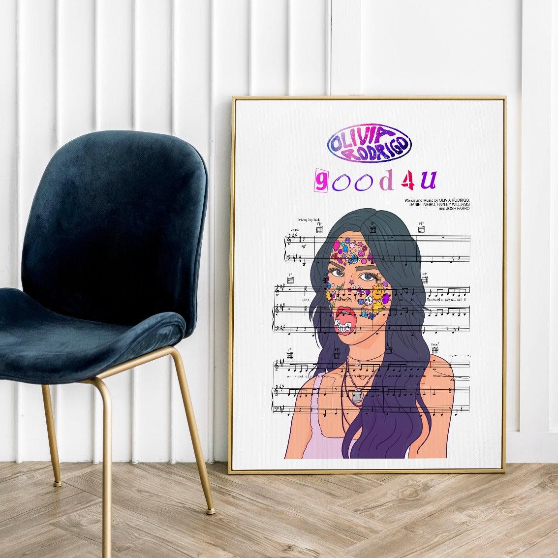 Olivia Rodrigo - good 4 u Song Music Print | Song Music Sheet Notes Print Everyone has a favorite song and now you can show the score as printed staff.
