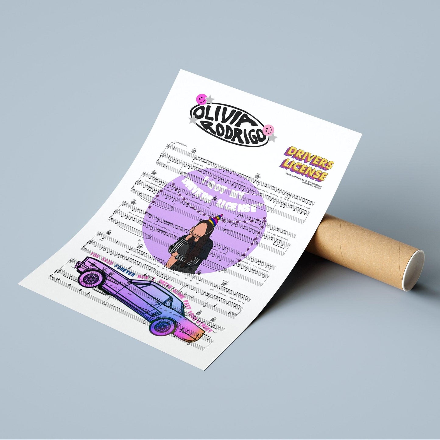 Olivia Rodrigo Driver Licence Song Music Print | Song Music Sheet Notes Print  Everyone has a favorite song and now you can show the score as printed staff. The personal favorite song sheet print shows the song chosen as the score. 