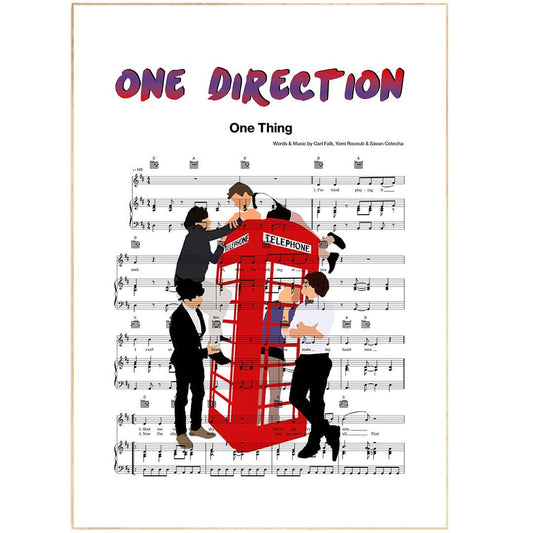 Decorate your room with this One Direction - One Thing Poster. This high quality print is perfect for any fan of the popular band. With the lyrics of the song printed on the poster, you can enjoy the words of the song every time you look at it. Hang it in your dorm room, bedroom, or anywhere else you want to add some musical flair.
