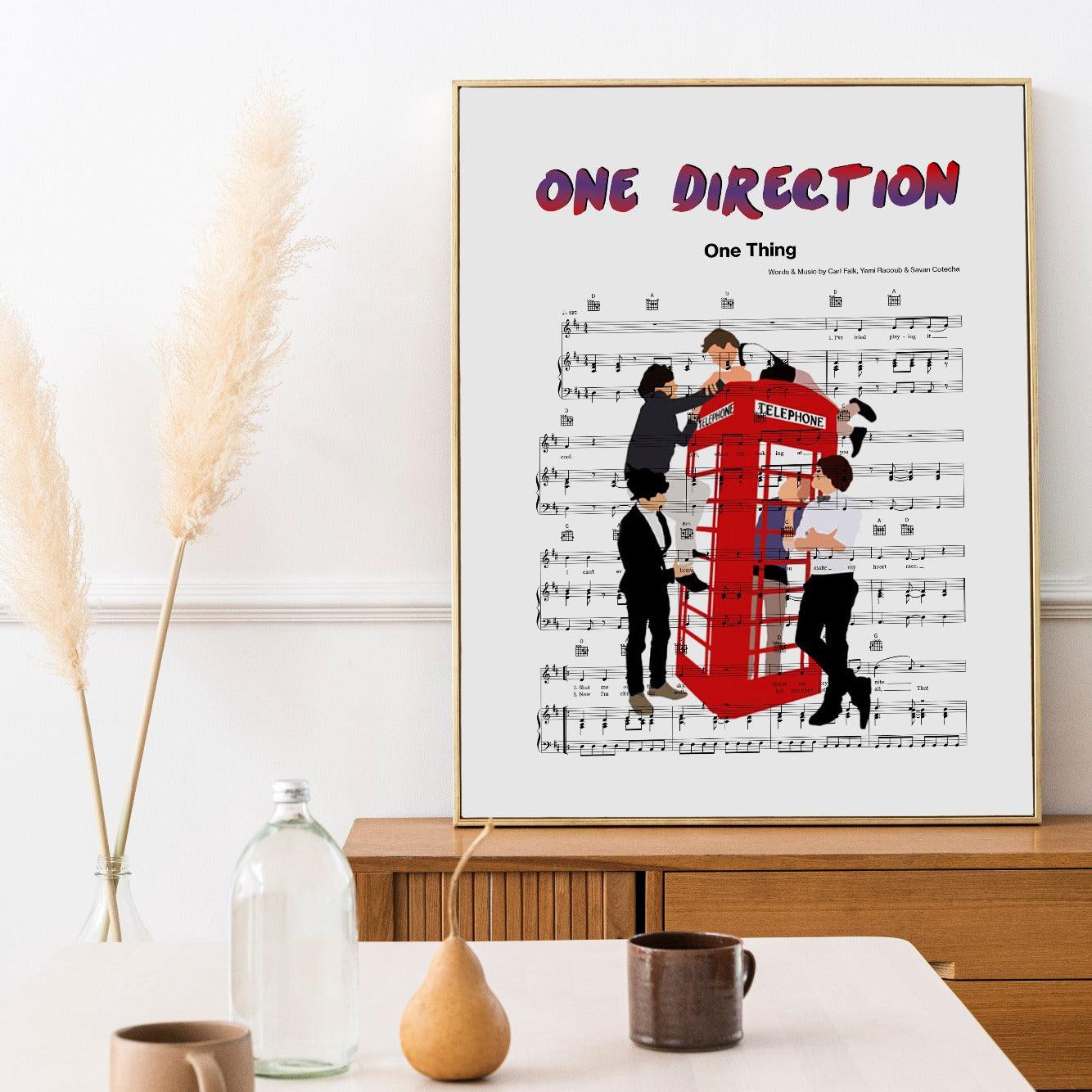 Get lost in the music with this high-quality print. Printed on thick, durable paper, this poster is perfect for your bedroom or dorm room. It's also a great gift for any Directioner. With beautiful lyrics from One Direction's song "One Thing," this print is a must-have for any fan of the band.