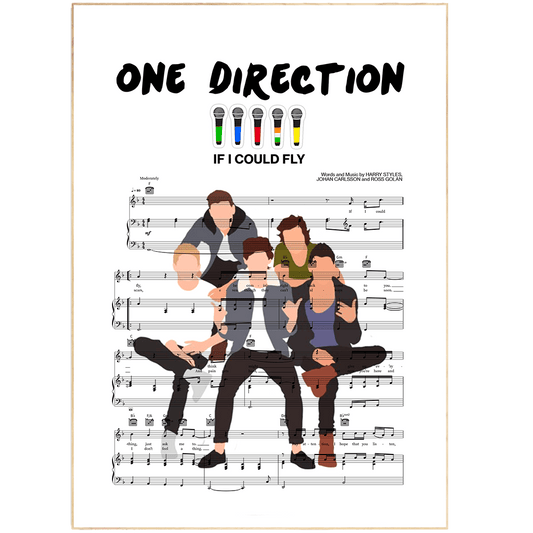 Get lost in your favorite song with this beautiful print. Inspired by the lyrics of One Direction's song "If I Could Fly," this print is the perfect way to show your love for music. Hang it in your bedroom or dorm room for a touch of personality and style. Printed on high quality paper, this poster is a must-have for any music lover.