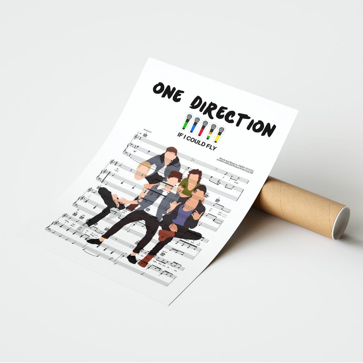 Our One Direction - IF I COULD FLY Poster is the perfect way to show your love for the band. This poster is printed on high quality paper and is perfect for hanging in dorms, bedrooms, or anywhere blank walls.