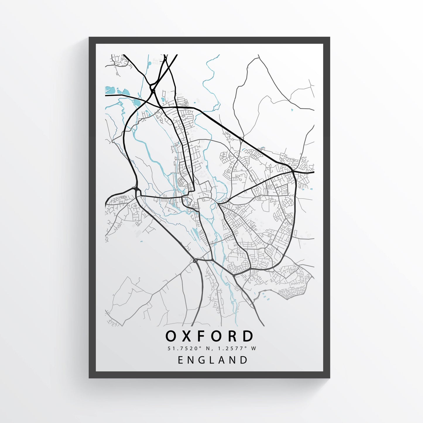 OXFORD City Map Print | Oxford Street Map Road | England Poster Art | Oxford Wall Art | Variety Sizes - 98types
