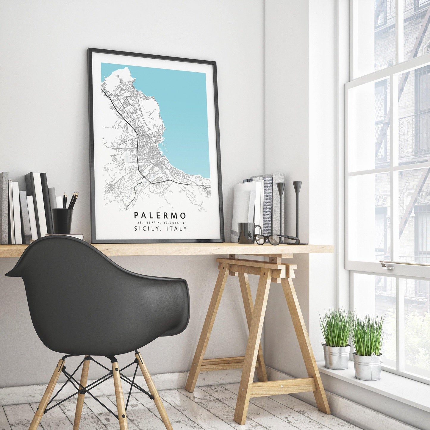 PALERMO Italy Map Print | Italia Map Art Poster | Palermo Sicily | City Street Road Map Print | Variety Sizes - 98types