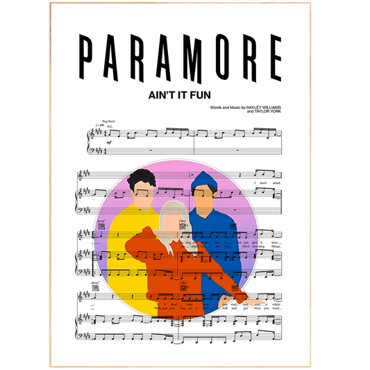 Take your walls from drab to fab with this Paramore - AIN’T IT FUN Poster. It's the perfect way to add a pop of personality to your space. Featuring the first dance wedding song lyrics, this stylish poster will make a statement in any kitchen or livingroom. With its great quality printing design, it will serve as a timeless reminder of your love for years to come. Add an extra special touch by customising it with names and dates—it's the perfect way to commemorate anniversaries or weddings.