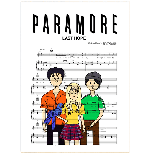 Celebrate the moment with this Paramore - LAST HOPE Poster! With beautiful FIRST DANCE WEDDING SONG LYRICS, this wall art is perfect to decorate your bedroom or kitchen. From home prints to gallery walls, this poster will become a great focal point of any space. With its high-quality printing and design, it will be the perfect addition to your special day and make your wedding even more special. Get ready for some unforgettable memories with this stunning poster!